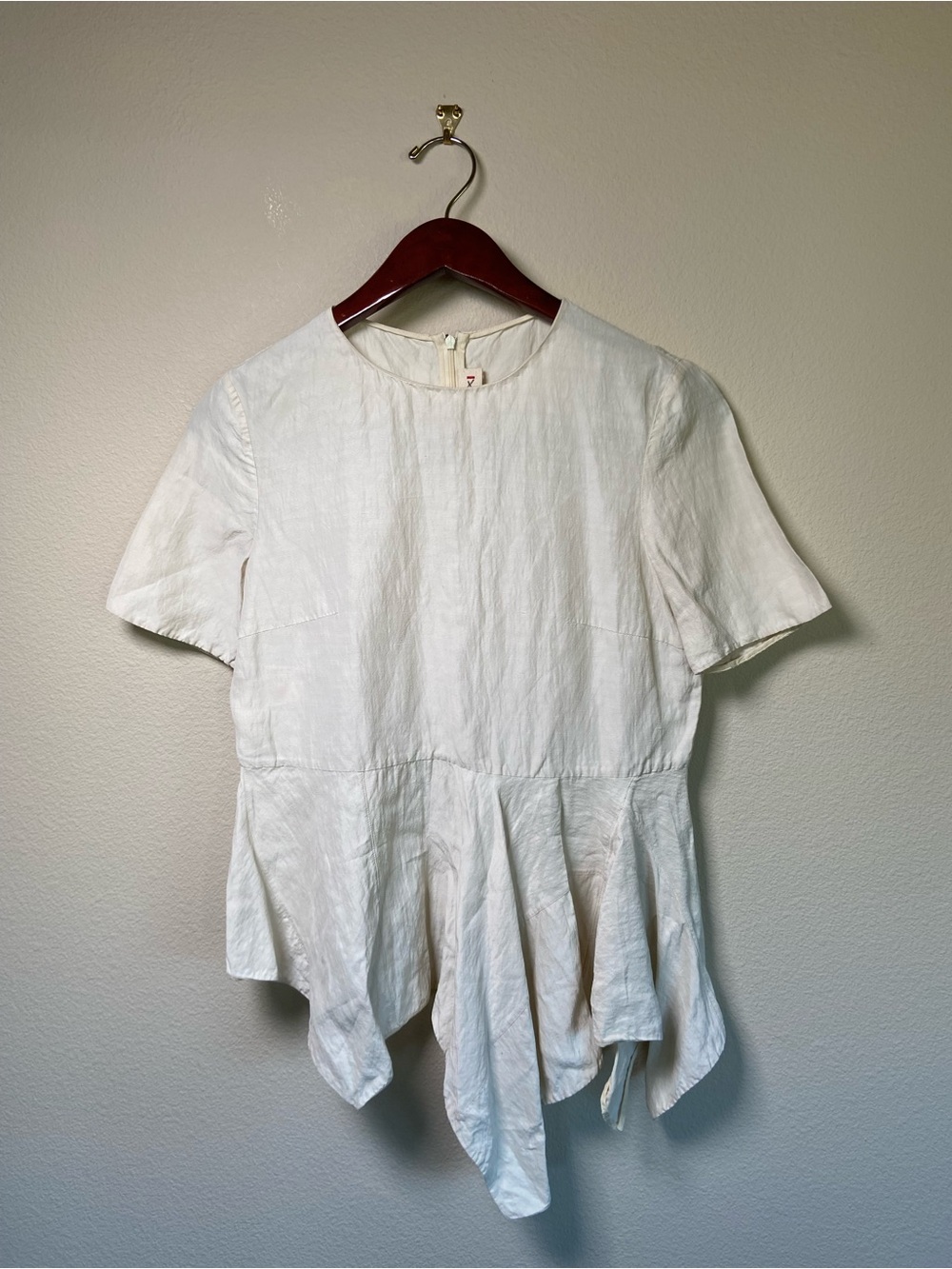 Marni Linen Blend Peplum Top with Asymmetric Skirt